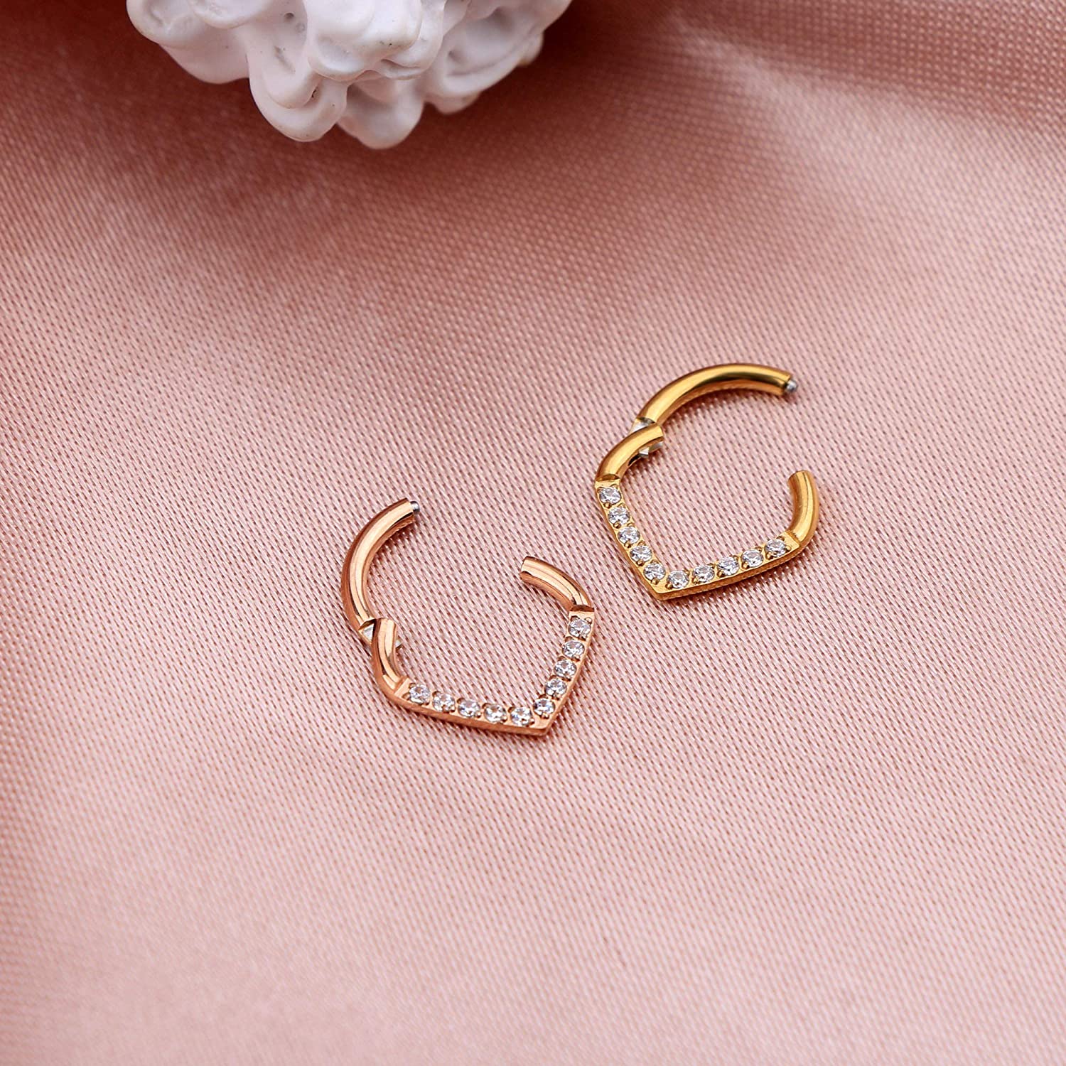 CM Crareesi Mania Teardrop Daith Earrings Hoop Hinged Clicker Rings 16G Helix Cartilage Earrings Hoop 316L Stainless Steel CZ Helix Tragus Daith Septum Clicker Jewellery - Image 5